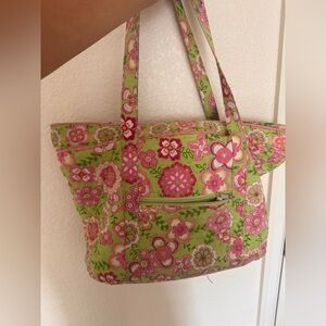 Floral Pink and Green Tote Bag